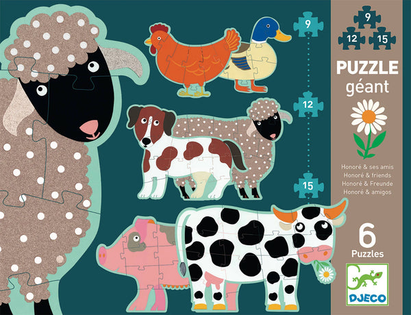 Djeco  Puzzle 3 livelli in legno per bambini Anima Basic – PIPI & PUPU and  friends