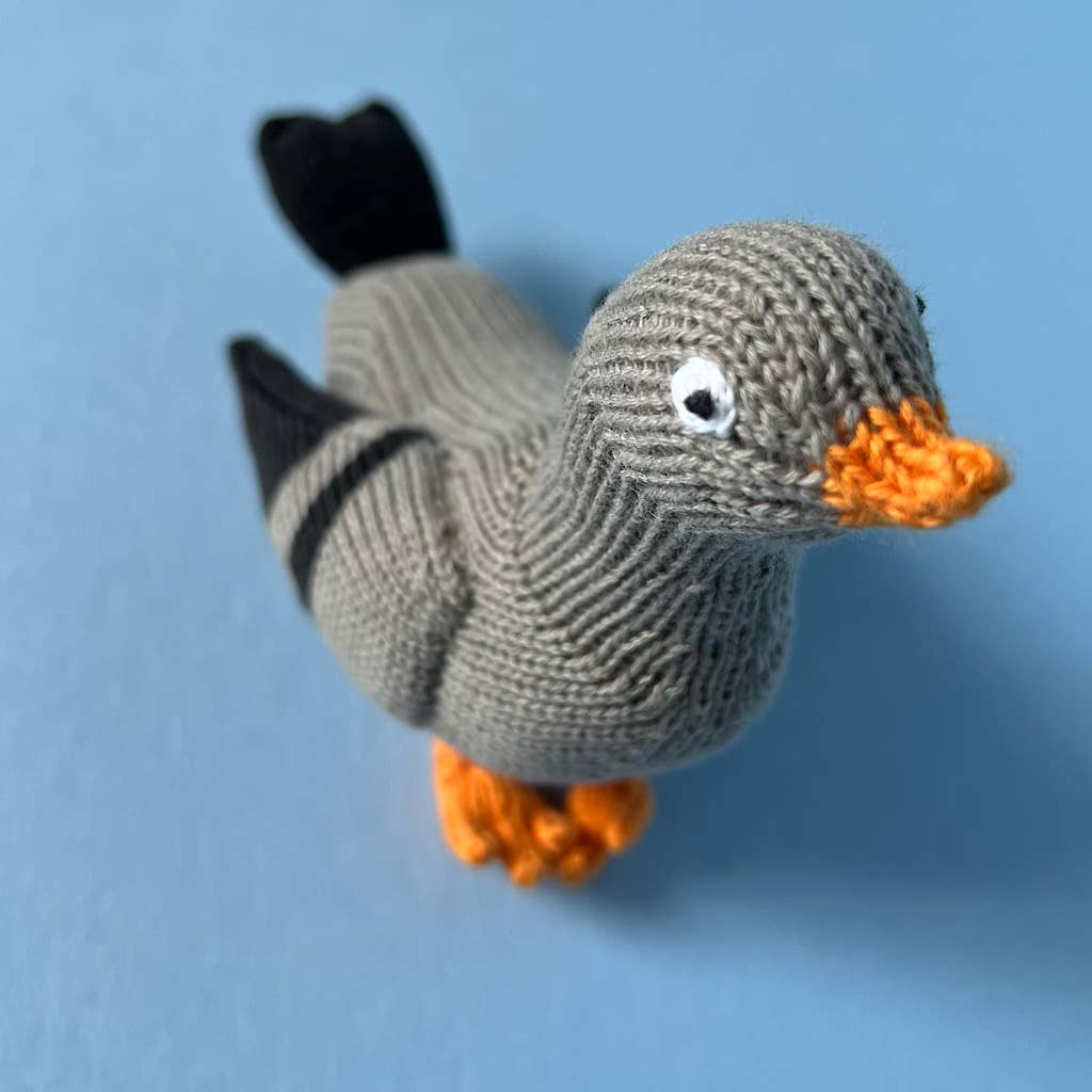 Handmade Knit Pigeon Baby Rattle