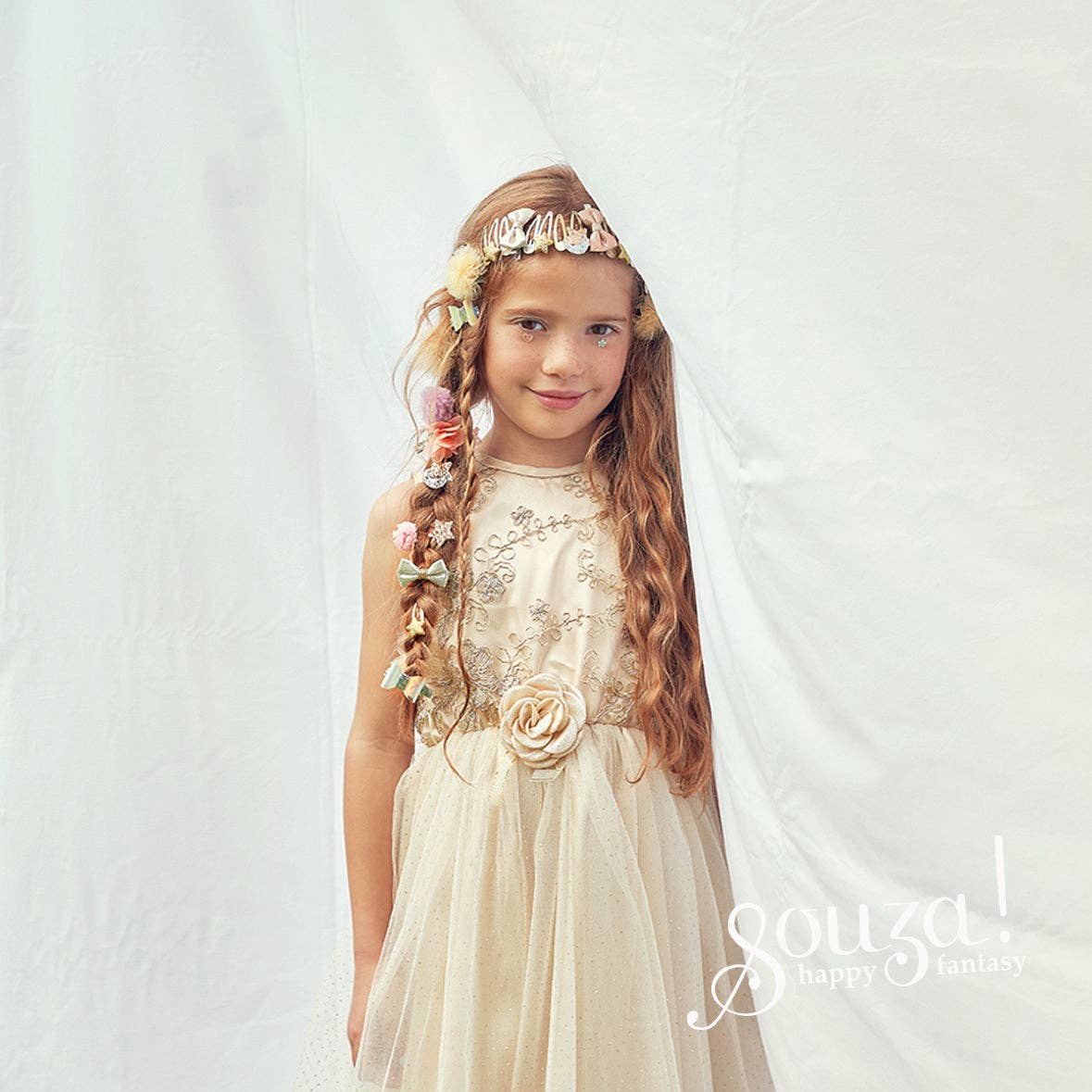 Noraline Gold Rose Party Dress: 5-7 years