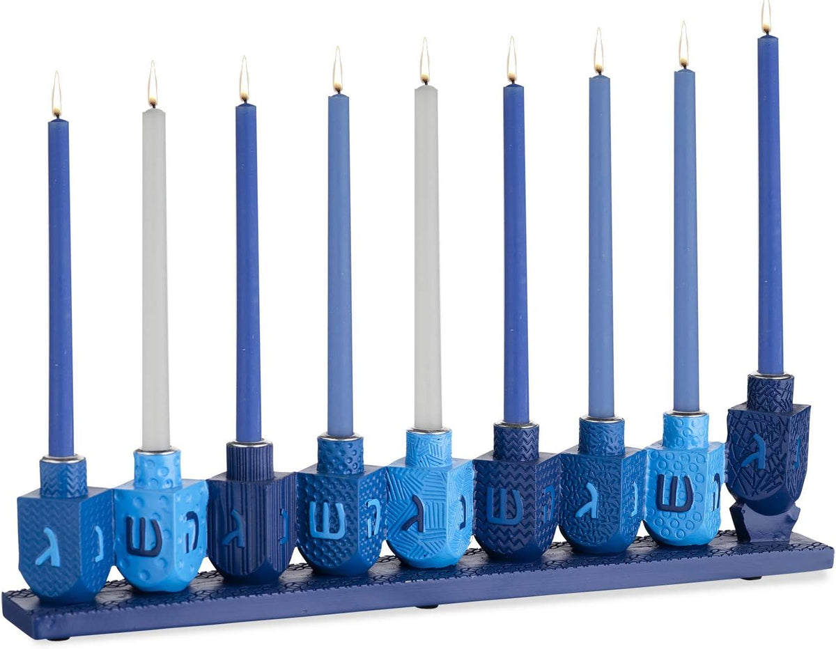 Blue Dreidels Menorah