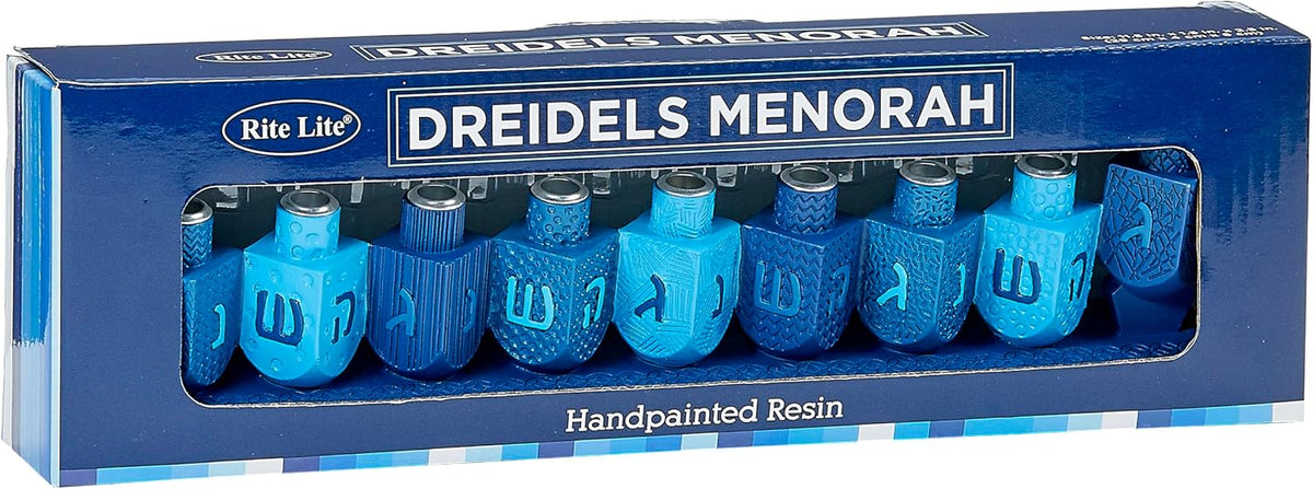 Blue Dreidels Menorah