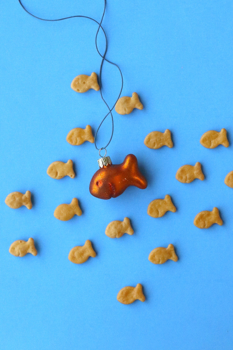 Goldfish Cracker Glass Ornament