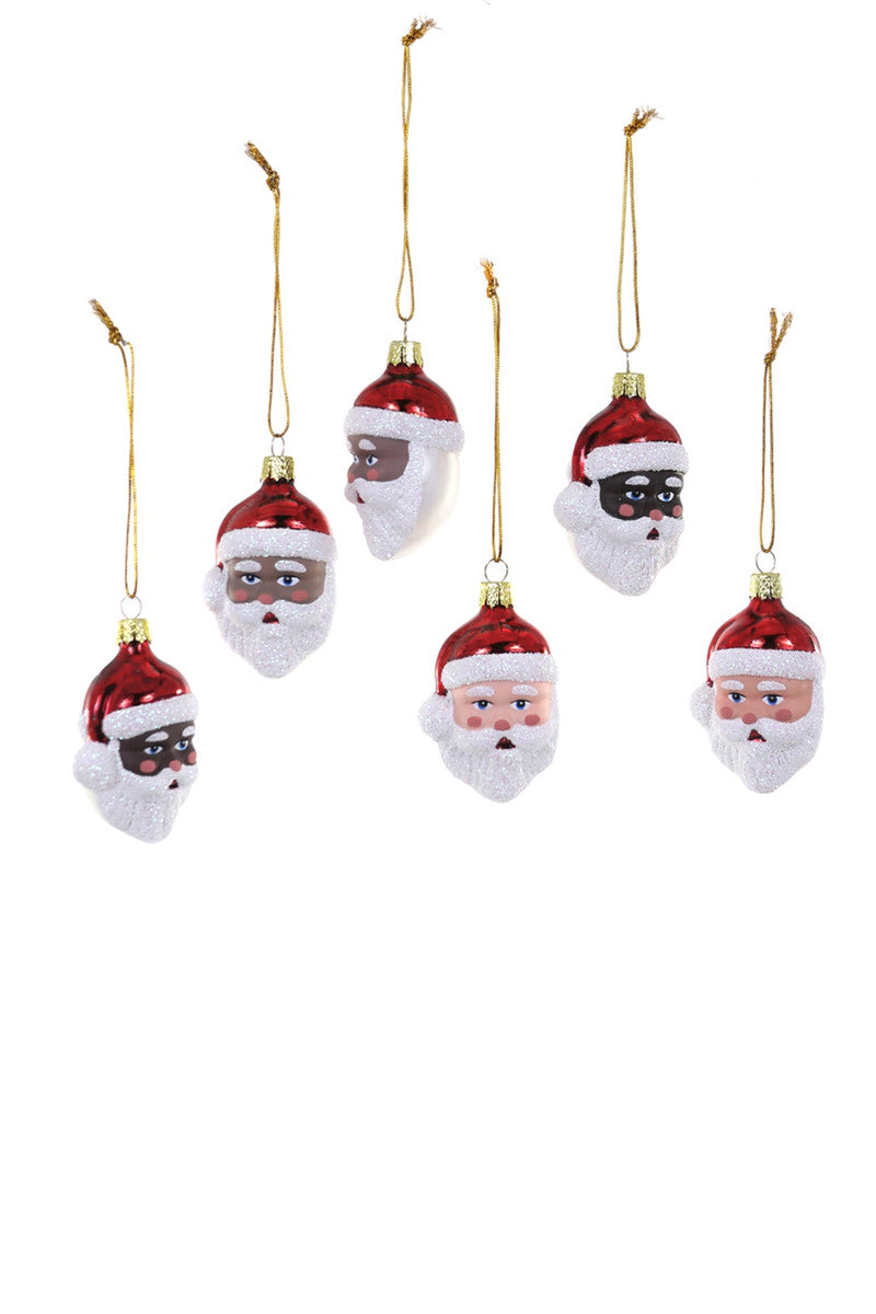 Tiny Santa Glass Ornaments Asst