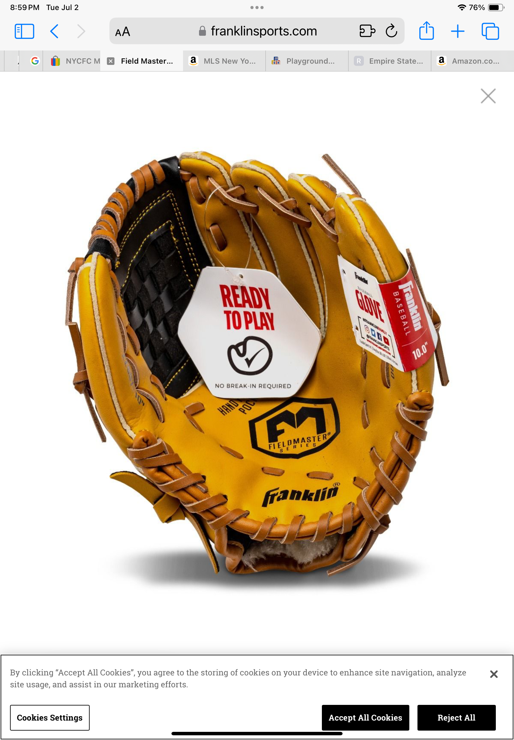 Field Master Baseball Glove 10 Right Handed West Side Kids Inc
