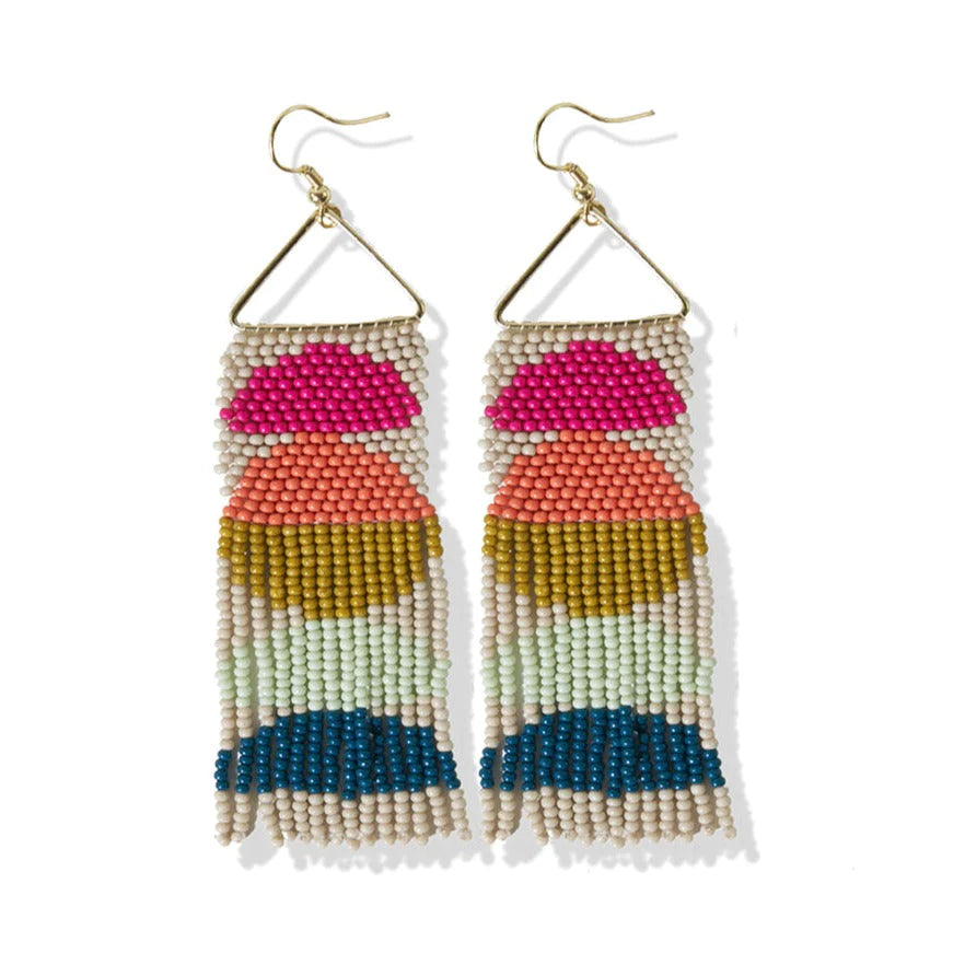 INK+ALLOY Michele Solid Beaded Fringe Earrings in Blue