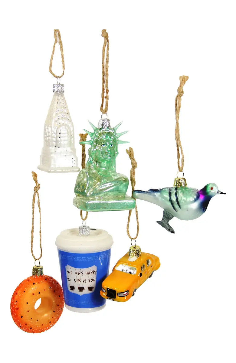 NYC Blown Glass Ornaments - Set of 6