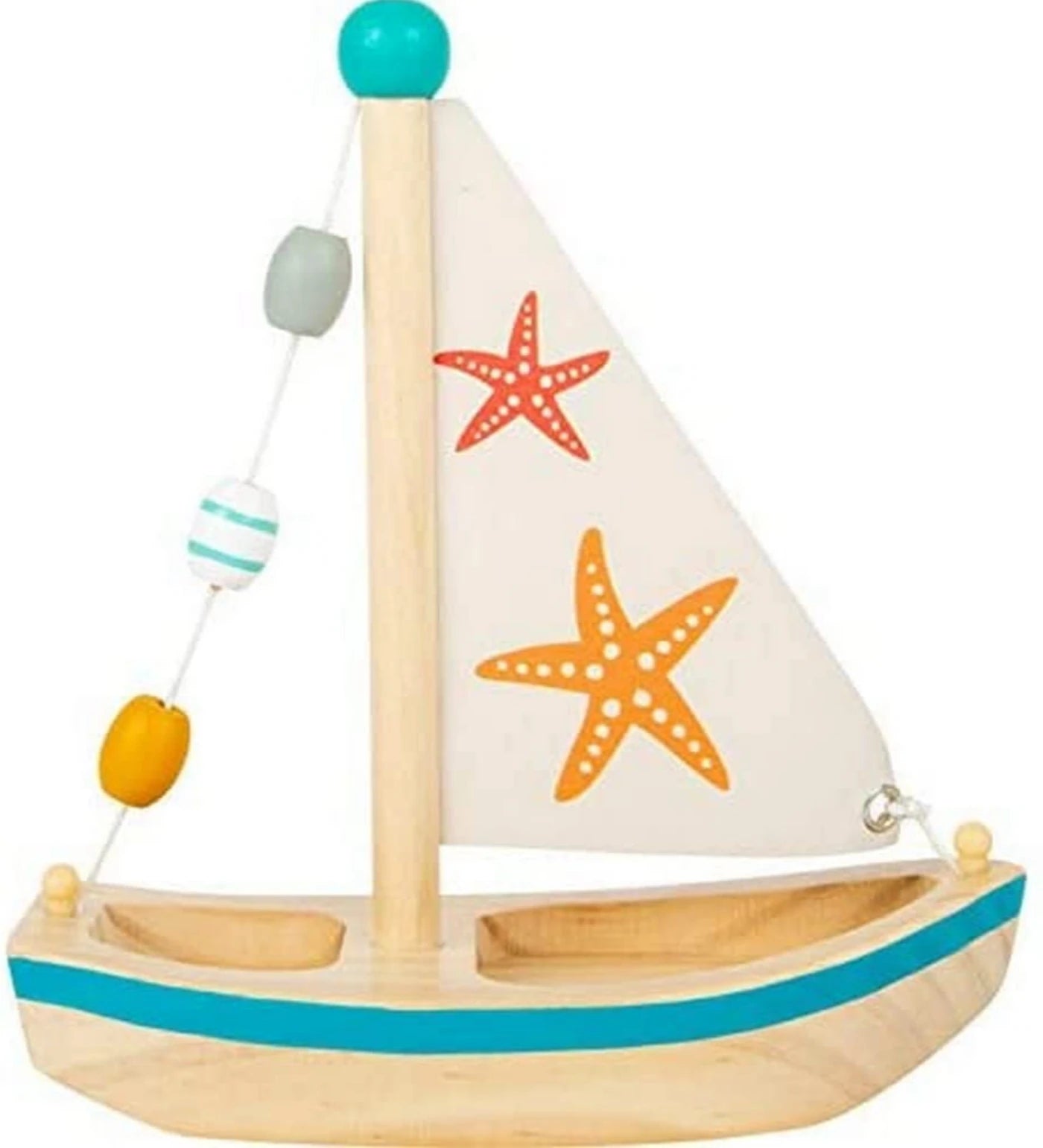 Juvale Enjoy It Wooden Sailboat Model with Flag, Net, Starfish, and  Floating Tube for Nautical Home and Bathroom Boat Decor, Shelf, 13x8x3 In