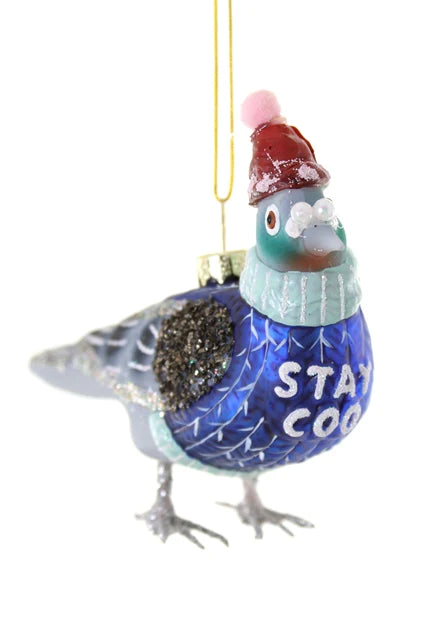 Stay Coo Pigeon Blown Glass Ornament